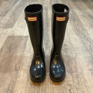 Hunter Original Kids Gloss Black Rain Boots Size 4boys/5girls